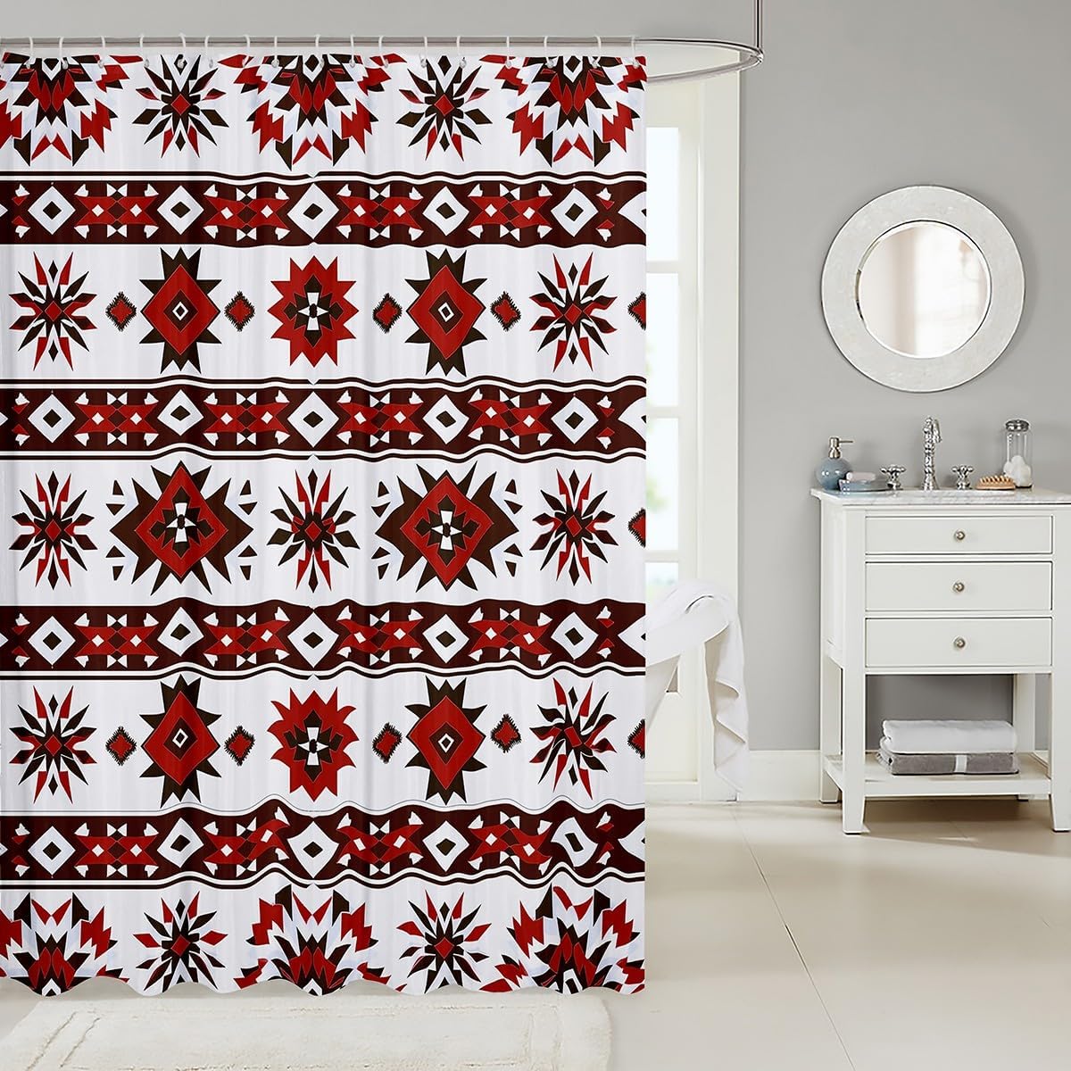 Feelyou Bohemian Bath Curtain Set 72x72 Native American Design
