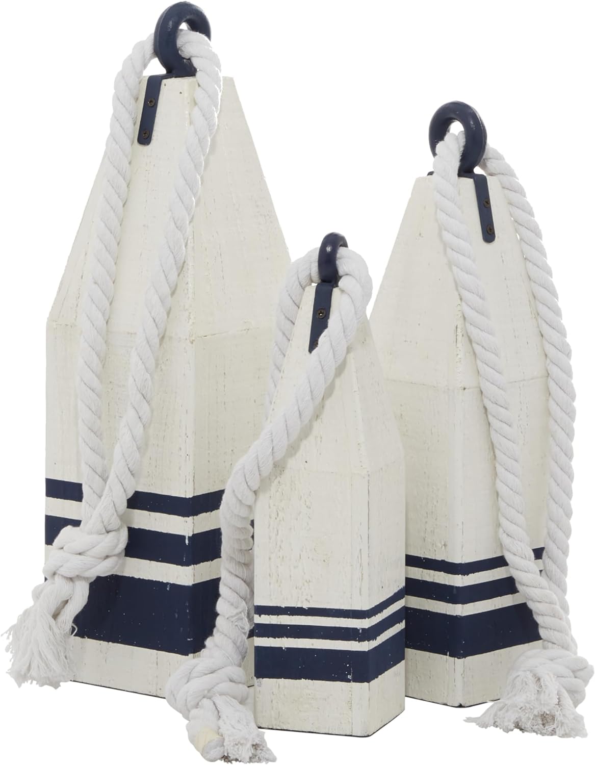 Deco 79 Coastal Wood Buoy Sculptures Set of 3 1
