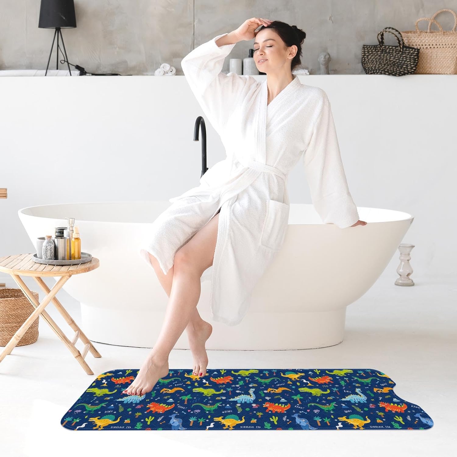 Britown Baby Bath Mat with Dino Design 40x16 Inch