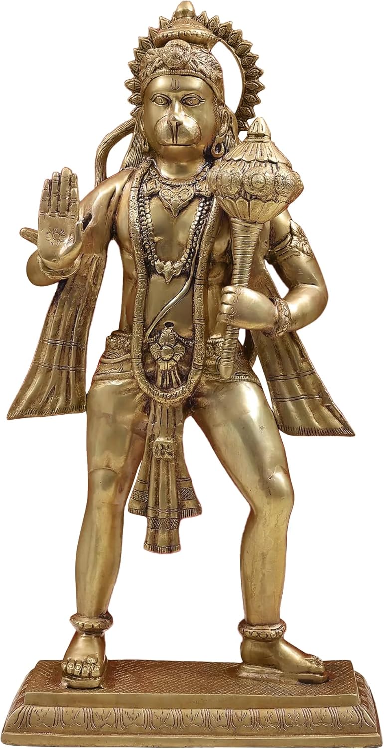 Brass Hanuman Statue 24 Inches for Home Office Decor