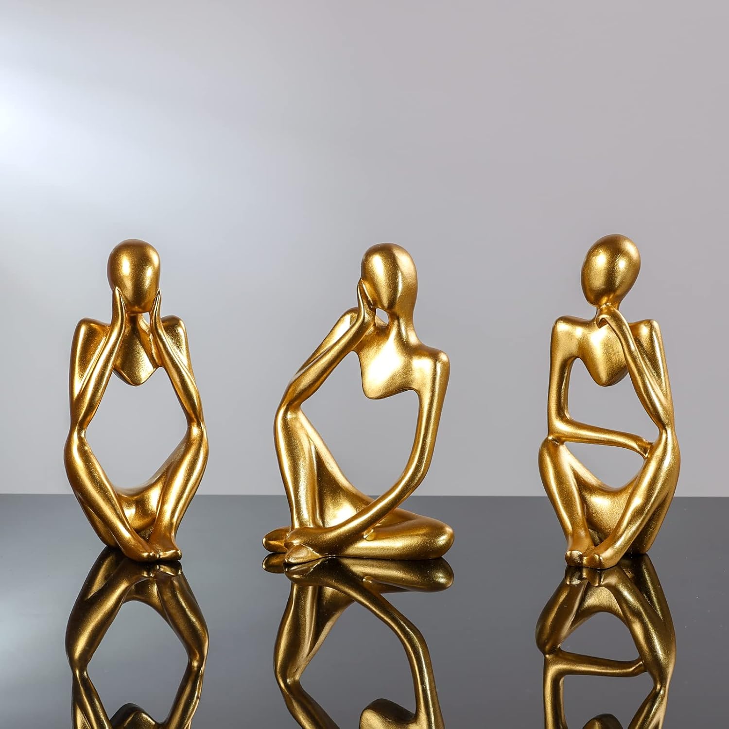 Abstract Thinker Statue Gold Resin Home Decor
