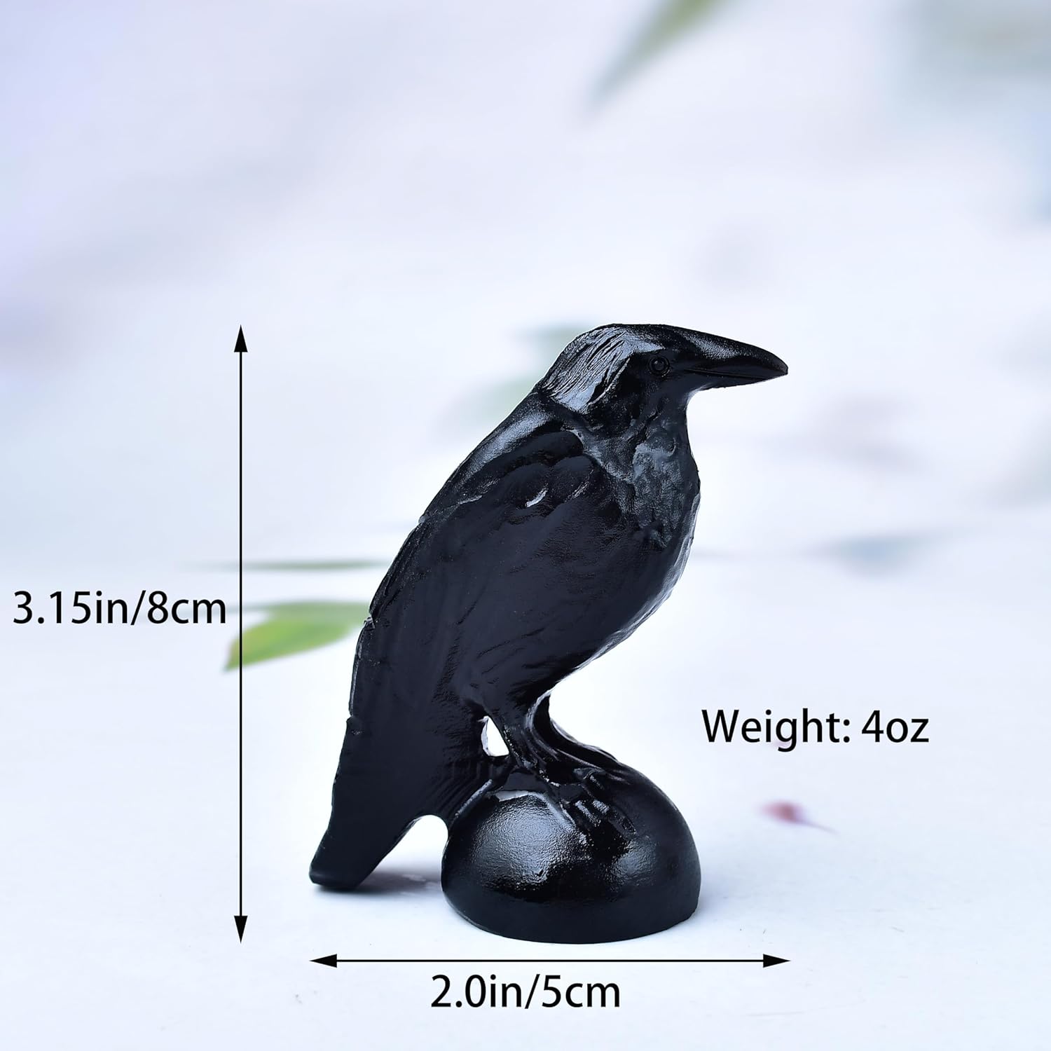 Obsidian Raven Natural Handmade Sculpture - 32 Lucky Guardian Decoration