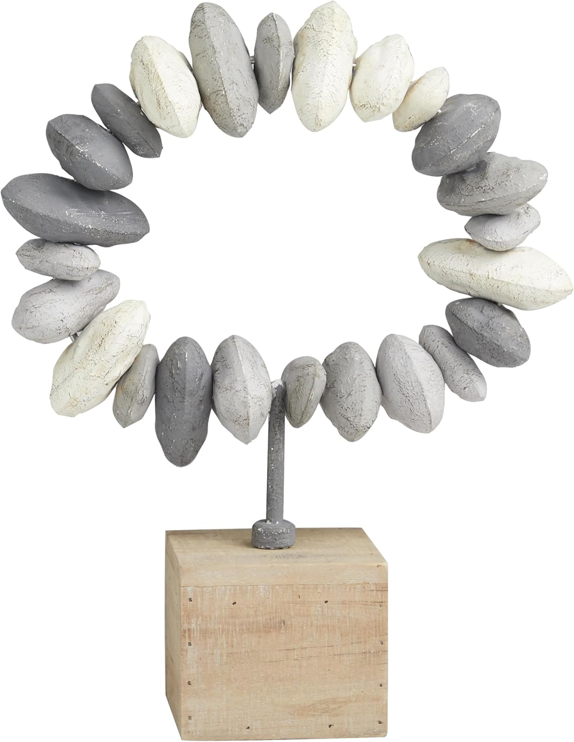 Deco 79 Gray Metal Abstract Sculpture with Wooden Base