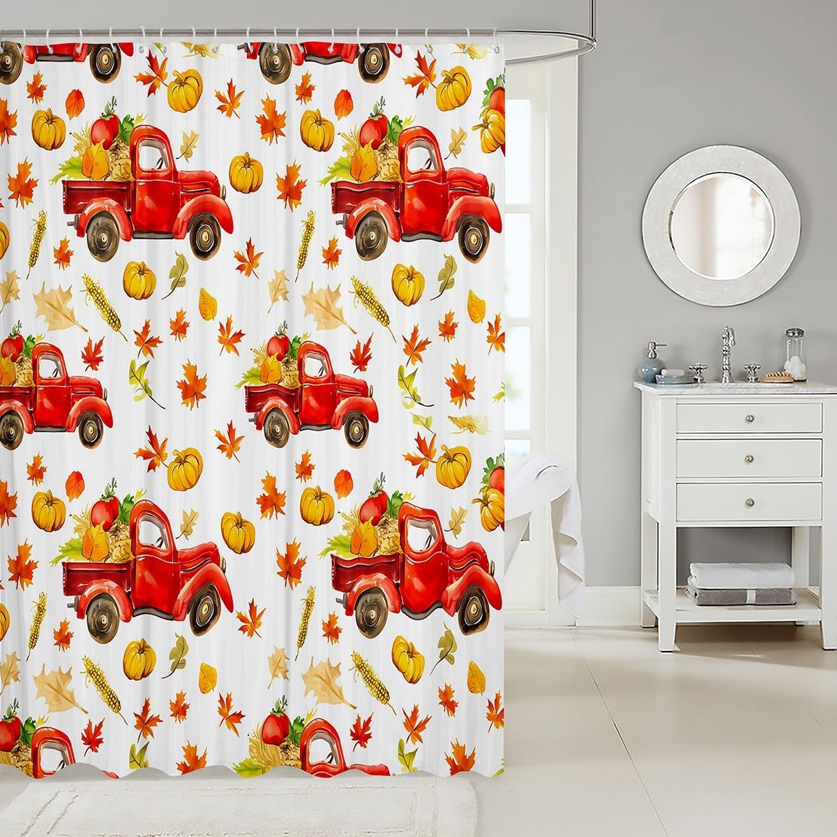 Feelyou Harvest Pumpkin Shower Curtain Set for Kids