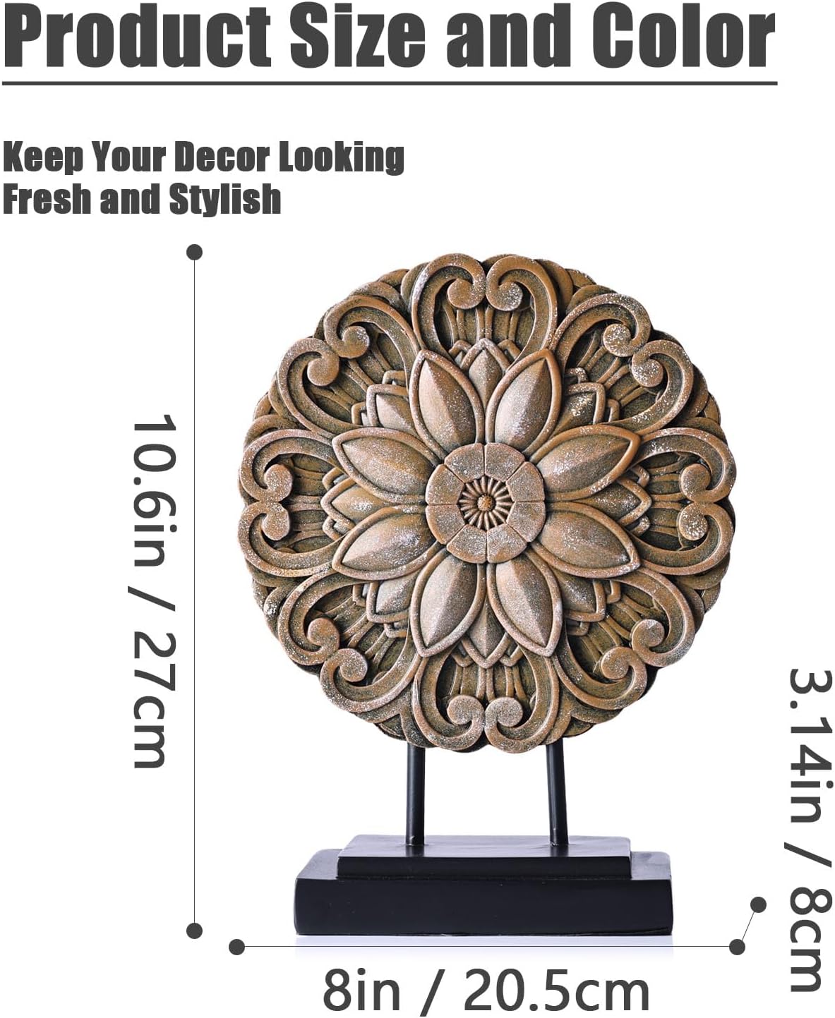 Elegant Brown Wood Round Statue for Home Decor