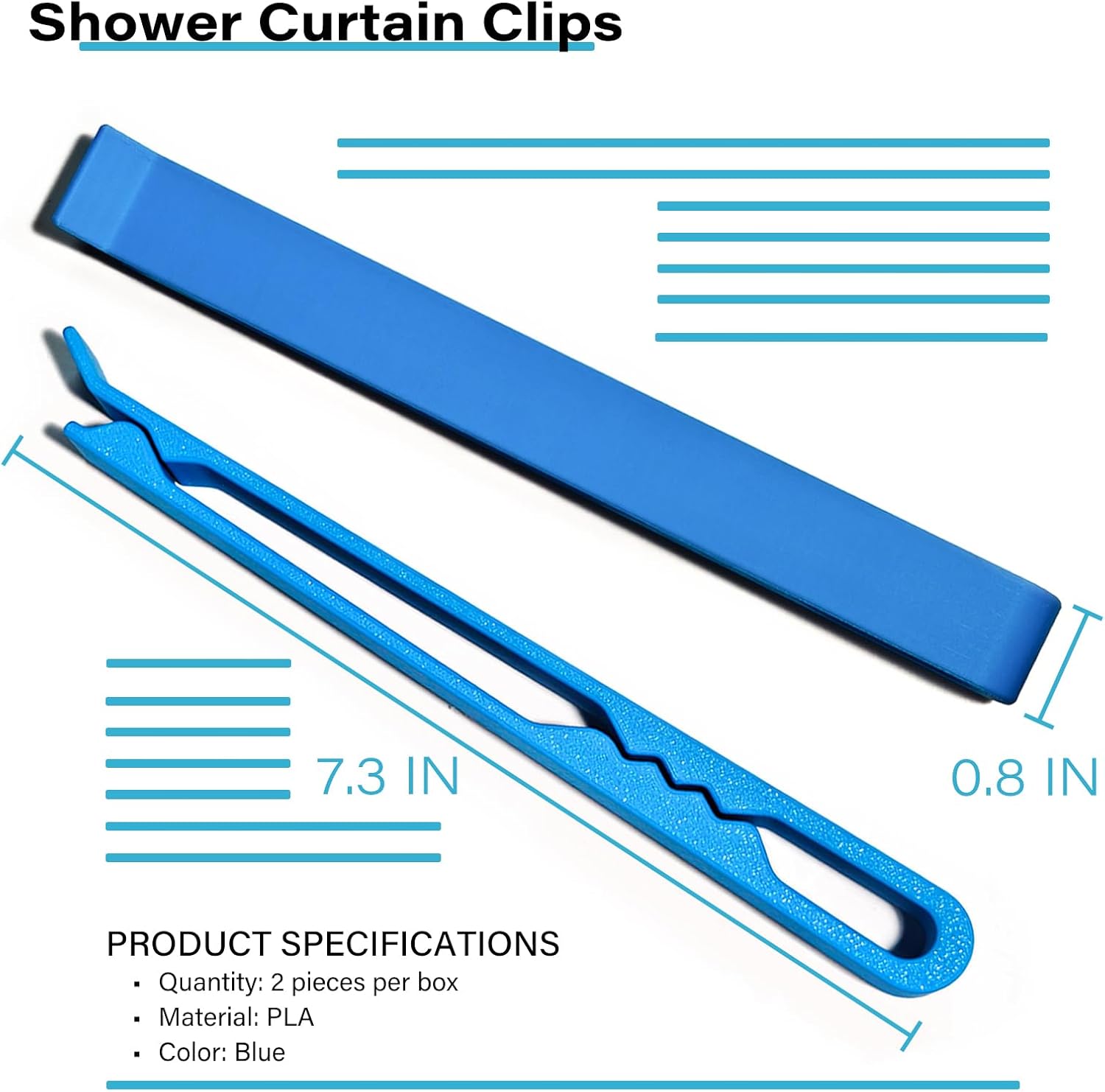 2 Packs Self Adhesive Shower Curtain Clips - Blue