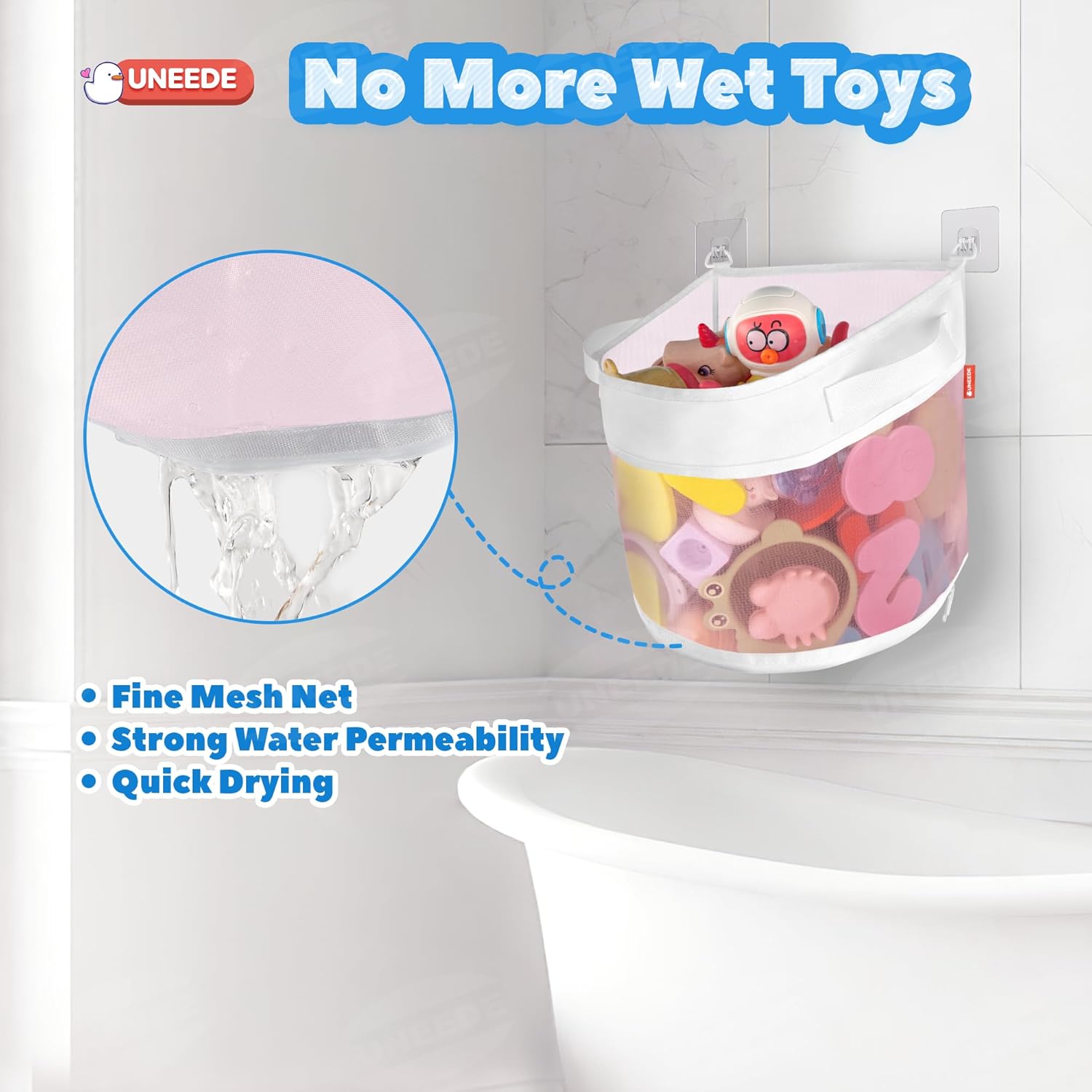 UNEEDE Bath Toy Organizer with Wall Mount and Floor Stand