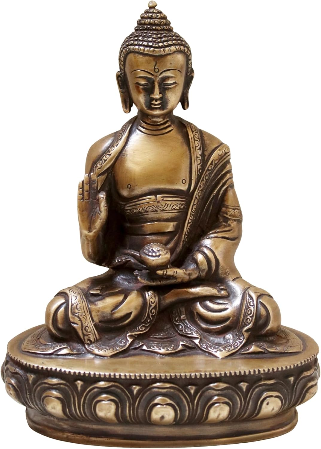 8-Inch Buddha Brass Statue with Vitarka Mudra