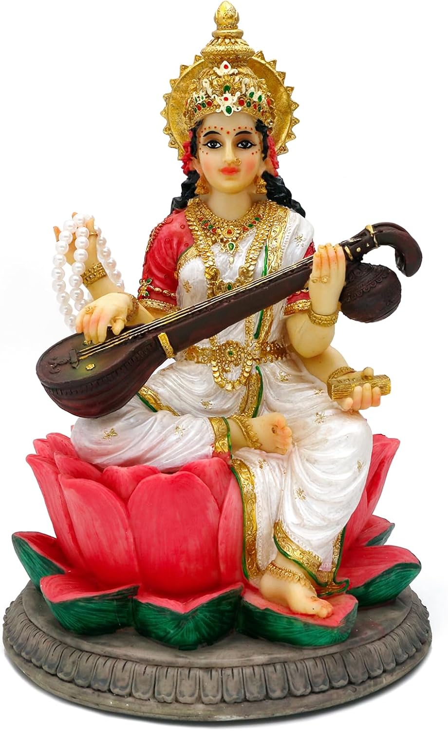 Hindu Goddess Saraswati Statue 86 Inch Handmade Decor