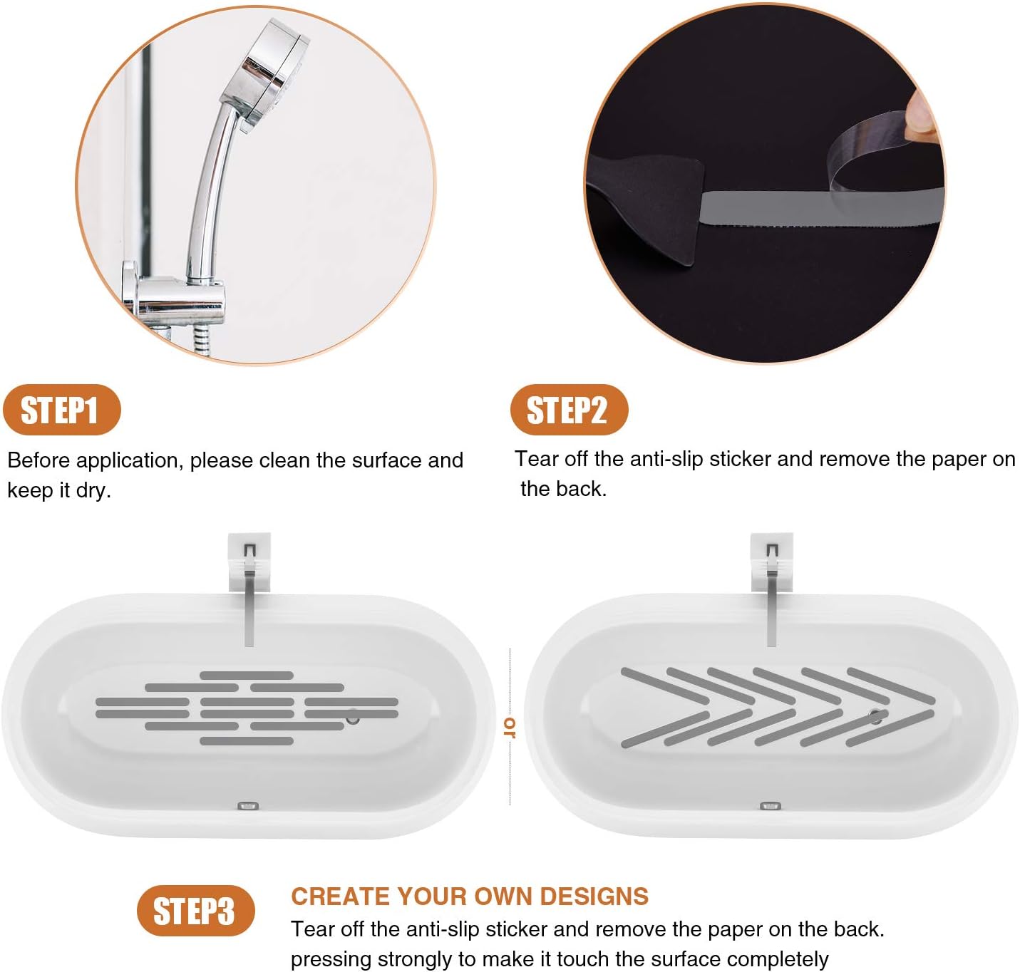 Non-Slip Bathtub Stickers 24 PCS Gray Safety Treads