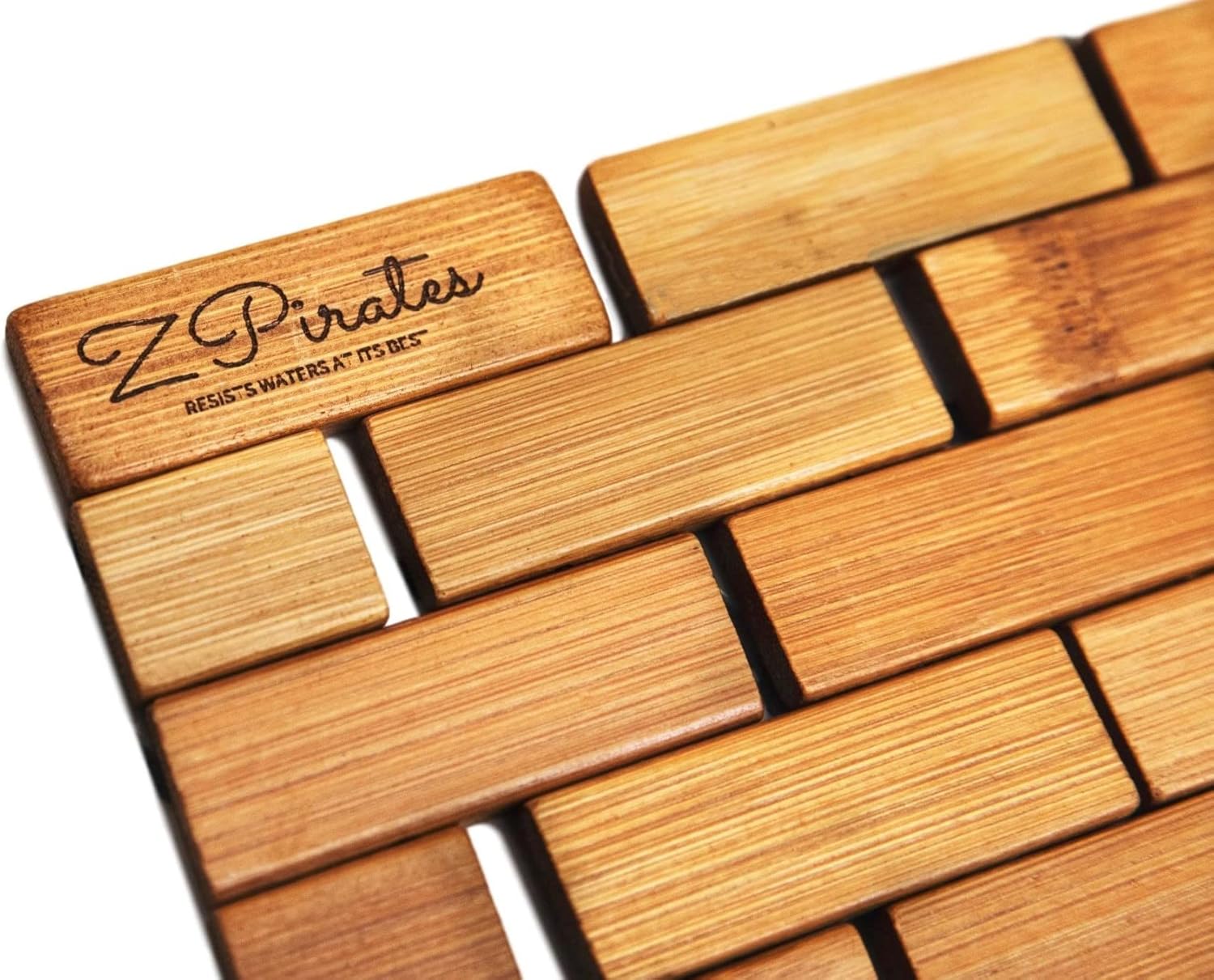 ZPirates Bamboo Bath Mat - 24 x 16 x 04 Inches