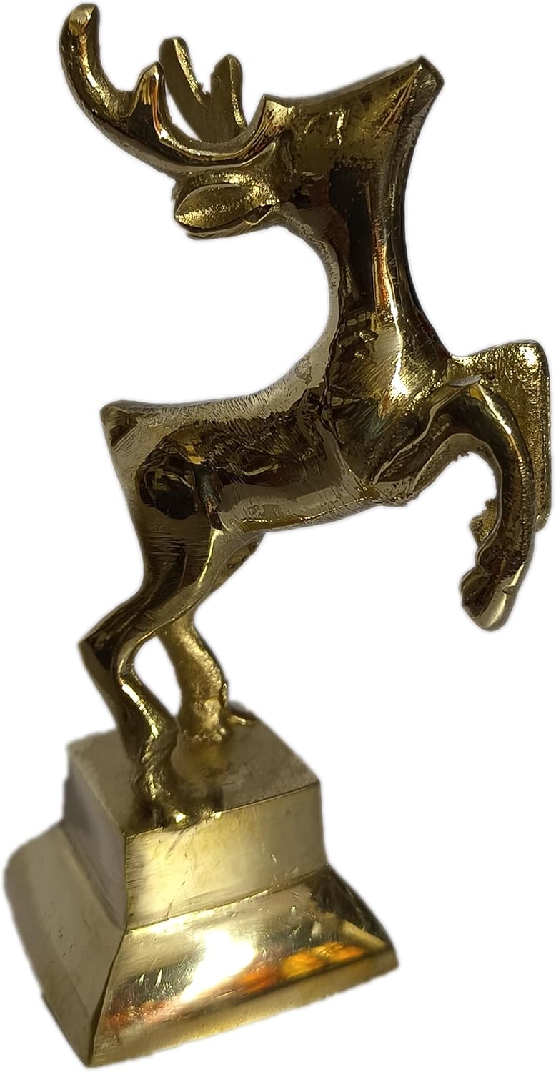 PARIJAT HANDICRAFT Brass Deer Statues Home Decor