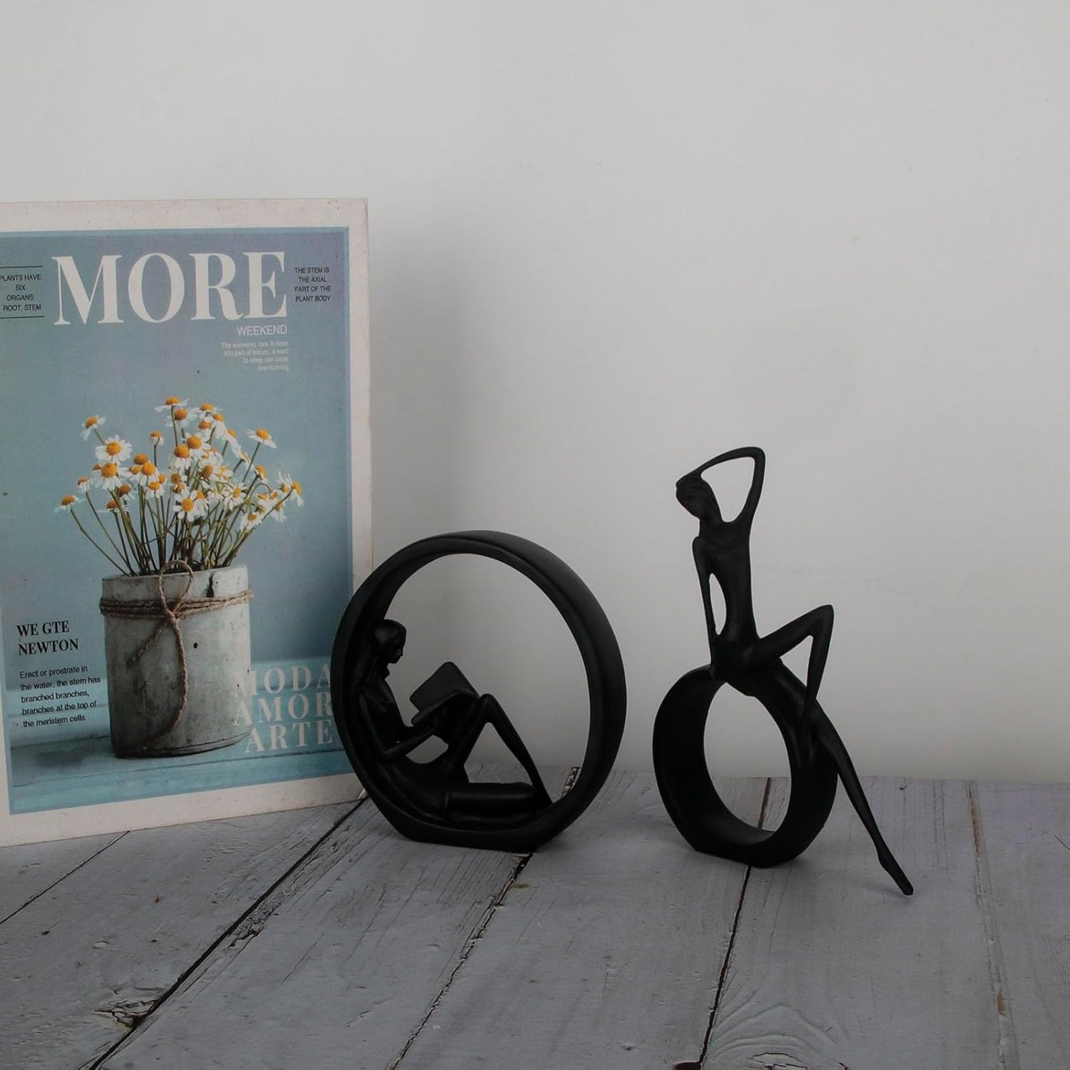 Modern Abstract Art Bookshelf Decor - Black Girl Statue Figurines 1