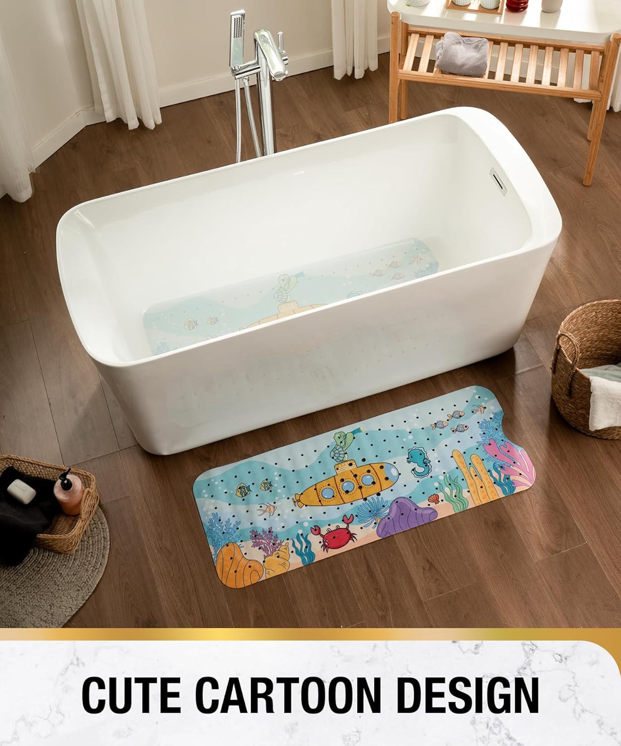 HITSLAM Baby Bath Mat with Suction Cups and Drain Holes