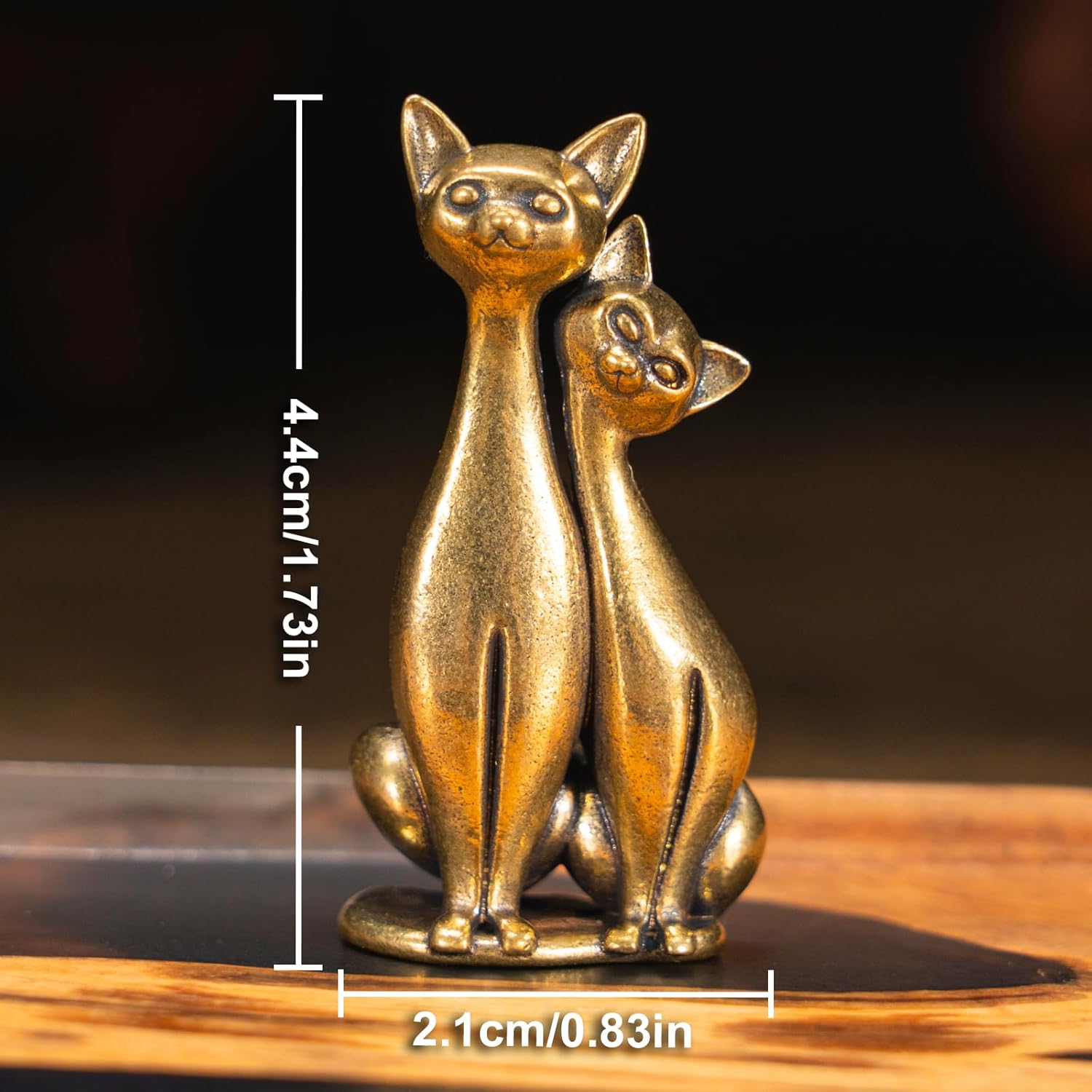 Vintage Brass Intertwined Cat Sculpture Art Piece