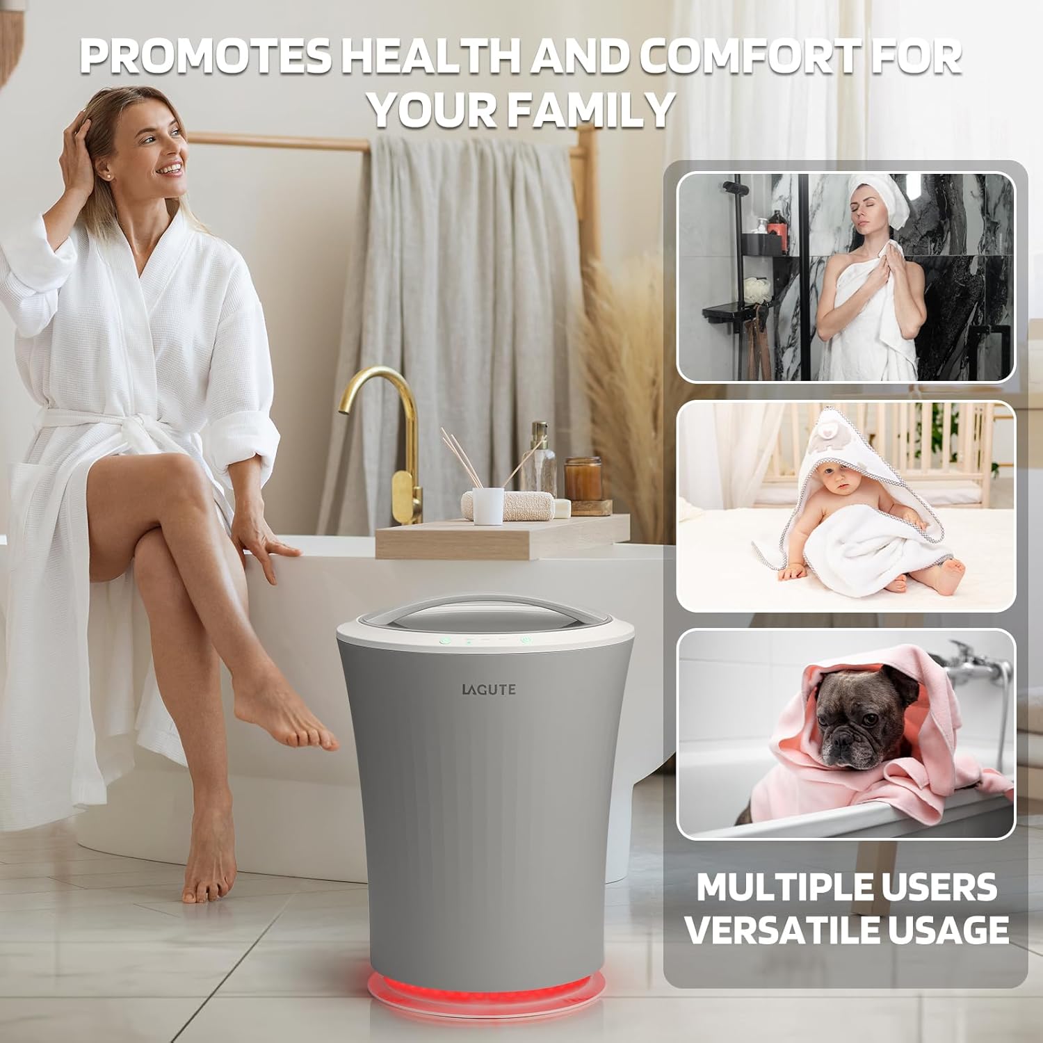 Lagute iSnug Towel Warmer with 3-Level Timer and RGB Light