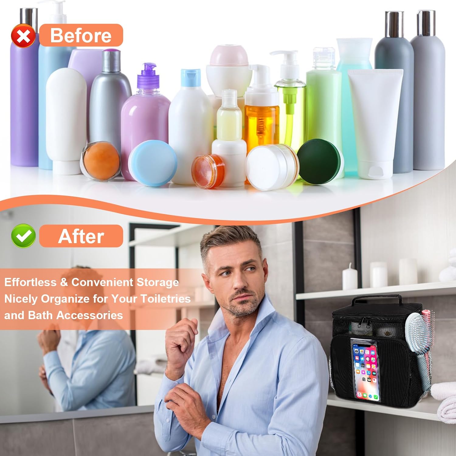 BAIMAY Quick Dry Mesh Shower Caddy for Dorm Travel