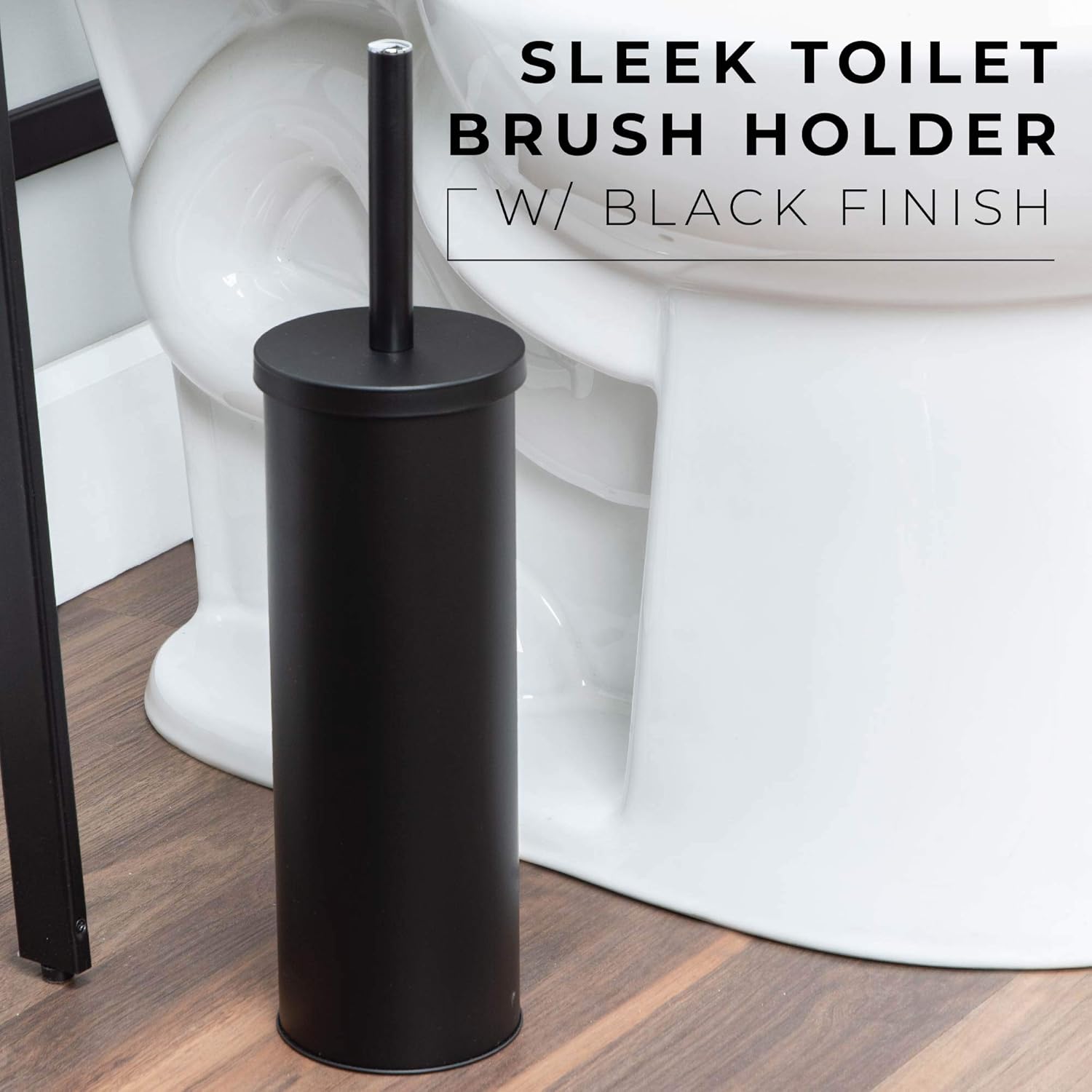 JS Jackson Supplies Sleek Toilet Brush Holder - Matte Black