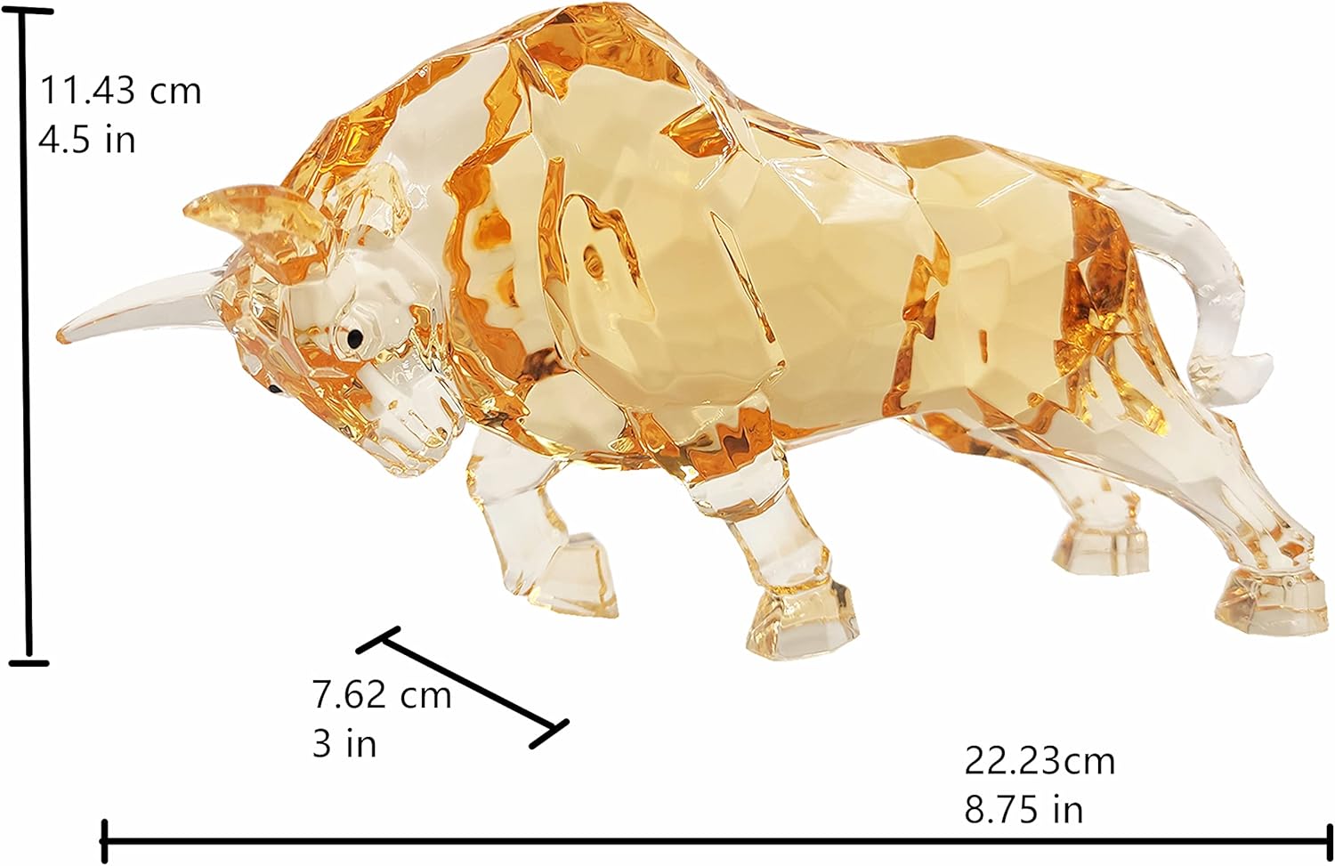 FengShui Bull Statue Acrylic Desk Decor Amber