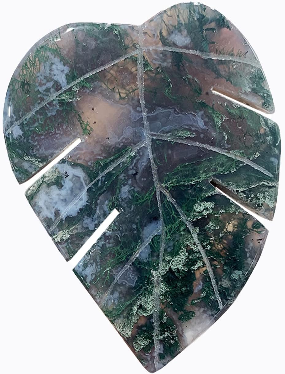 Runyangshi Natural Moss Agate Leaf Sculpture Decoration