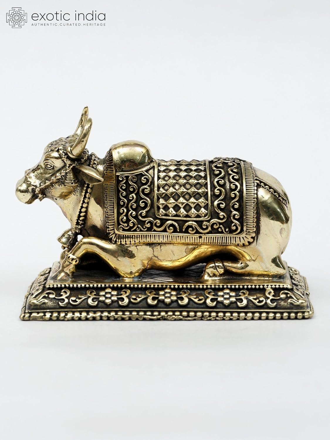 Exotic India Nandi Brass Statue Spiritual Home Decor