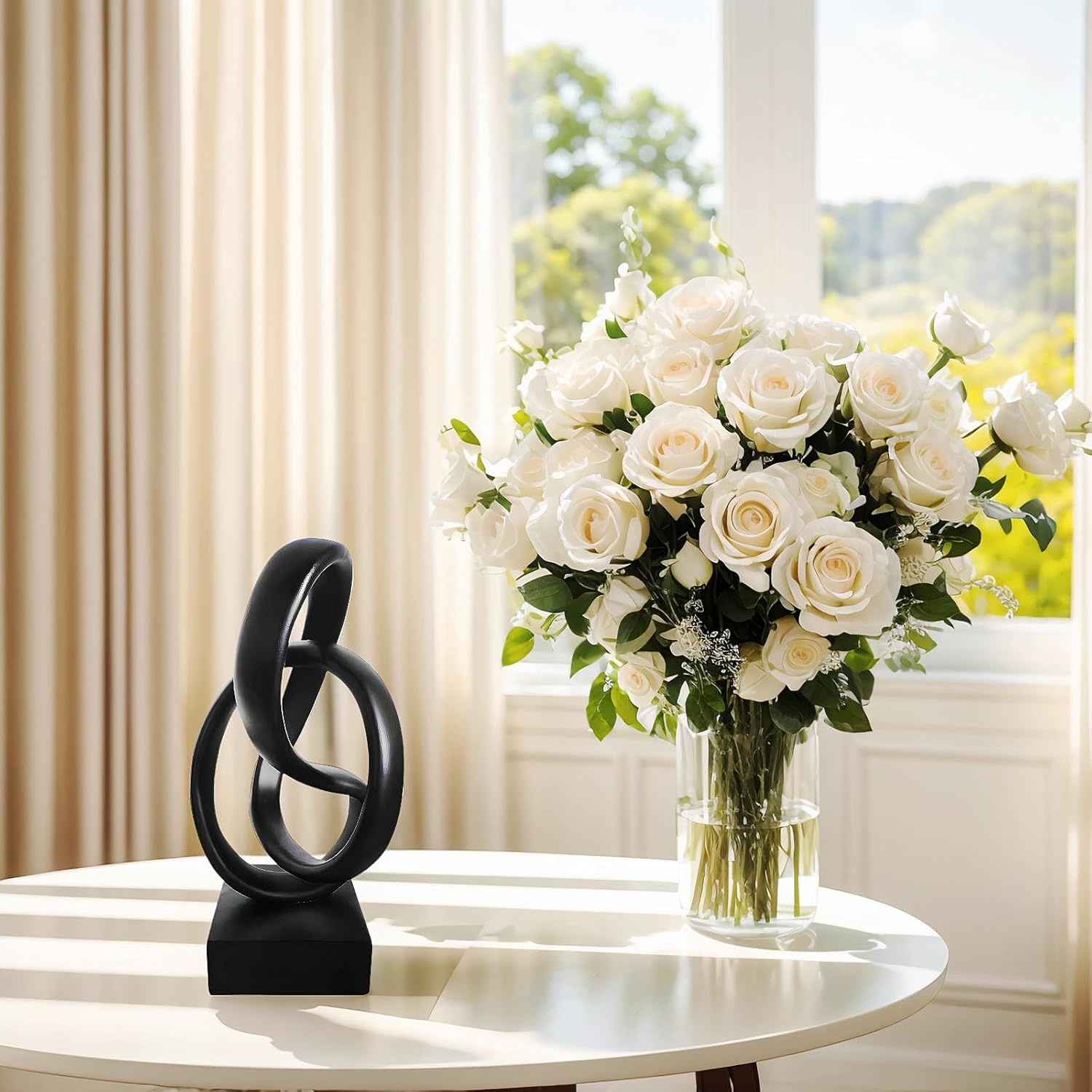 aboxoo Black Mobius Knot Sculpture Modern Decor Statue