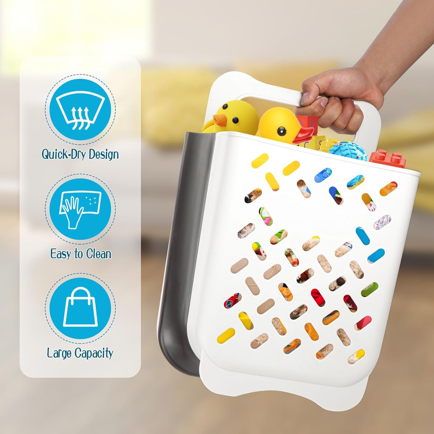 Wensdr Foldable Bath Toy Storage Organizer White