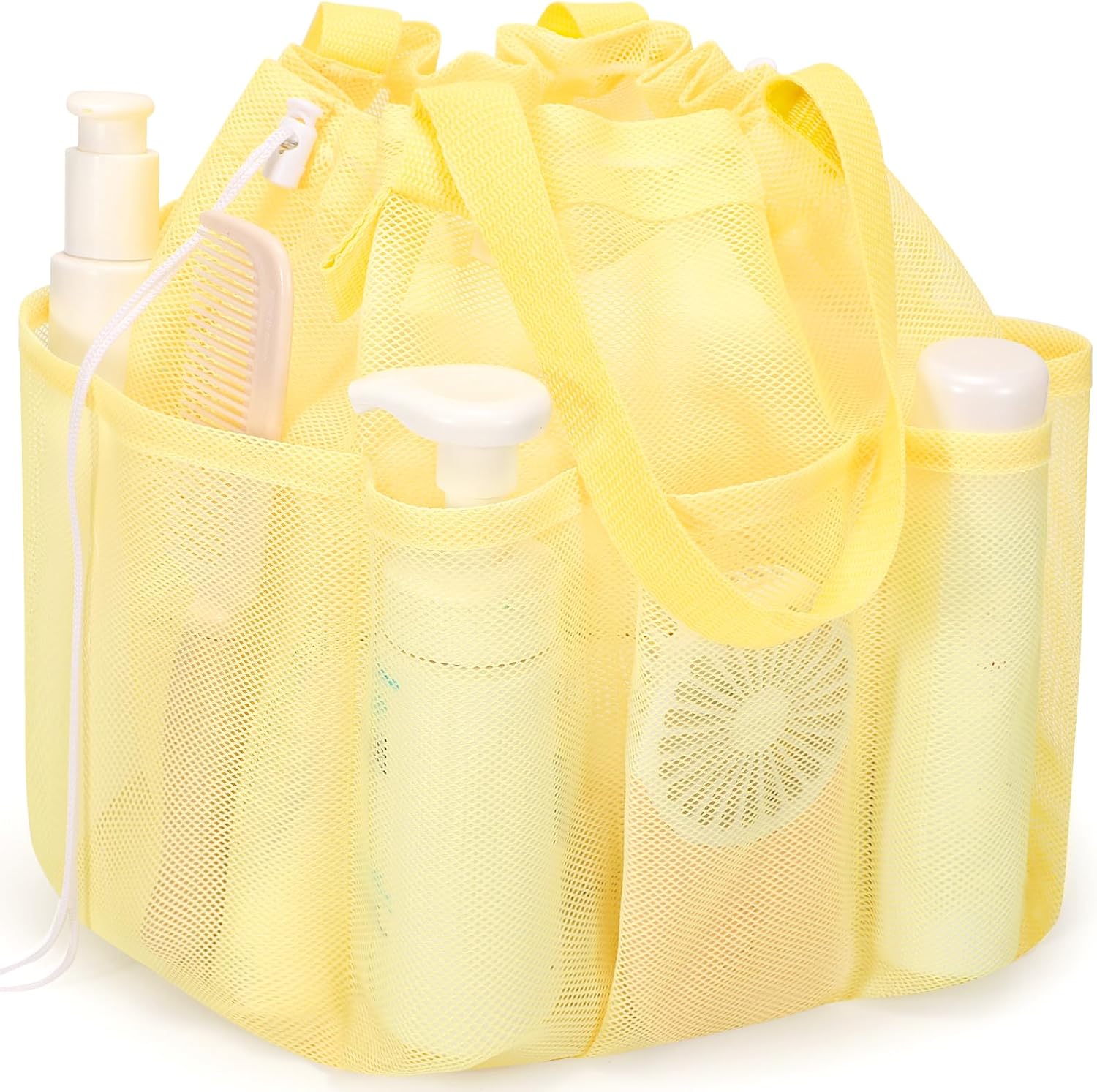 Mesh Shower Caddy Portable with Drawstring - Yellow