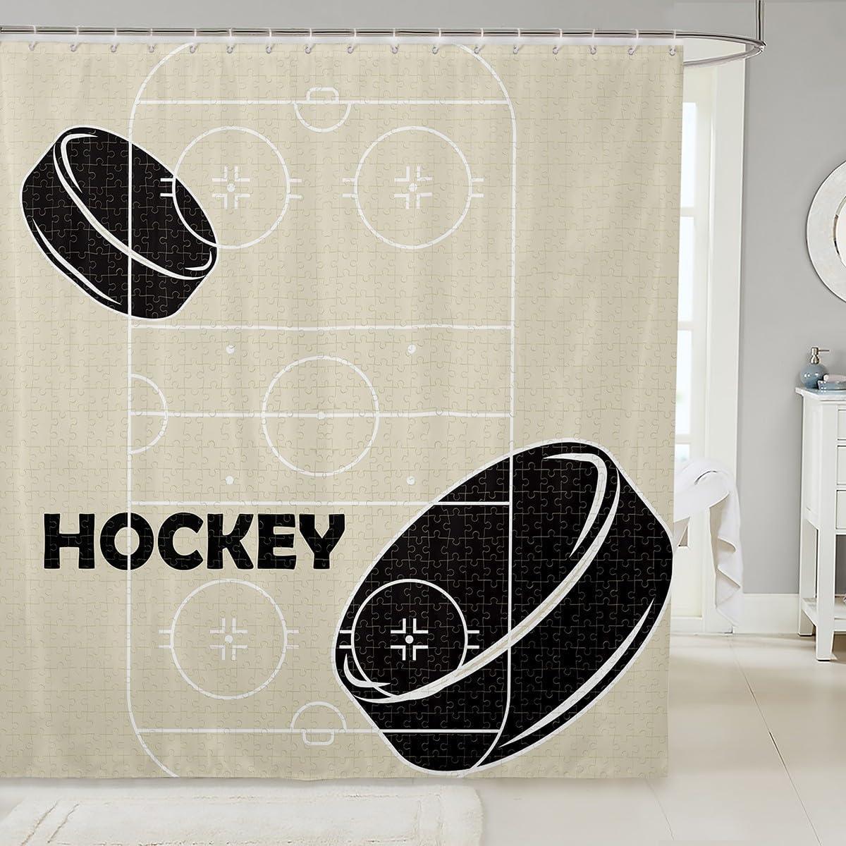 Feelyou Ice Hockey Shower Curtain Set 72x78 1