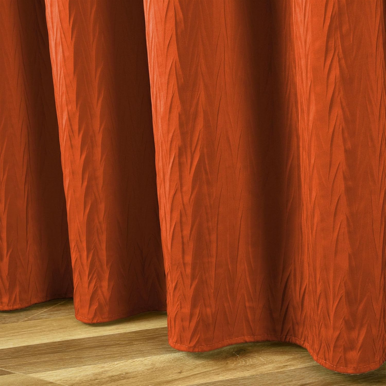 Tititex Vibrant Orange Burnt Ochre Crumpled Shower Curtain 72x72 Inch