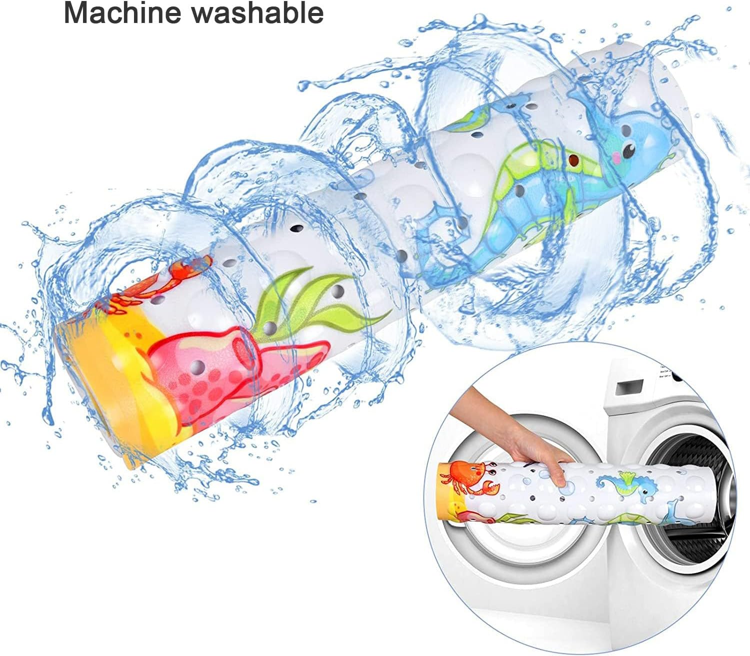 Non-Slip Bath Mat with Suction Cups Mermaid Design 40x16 Inch