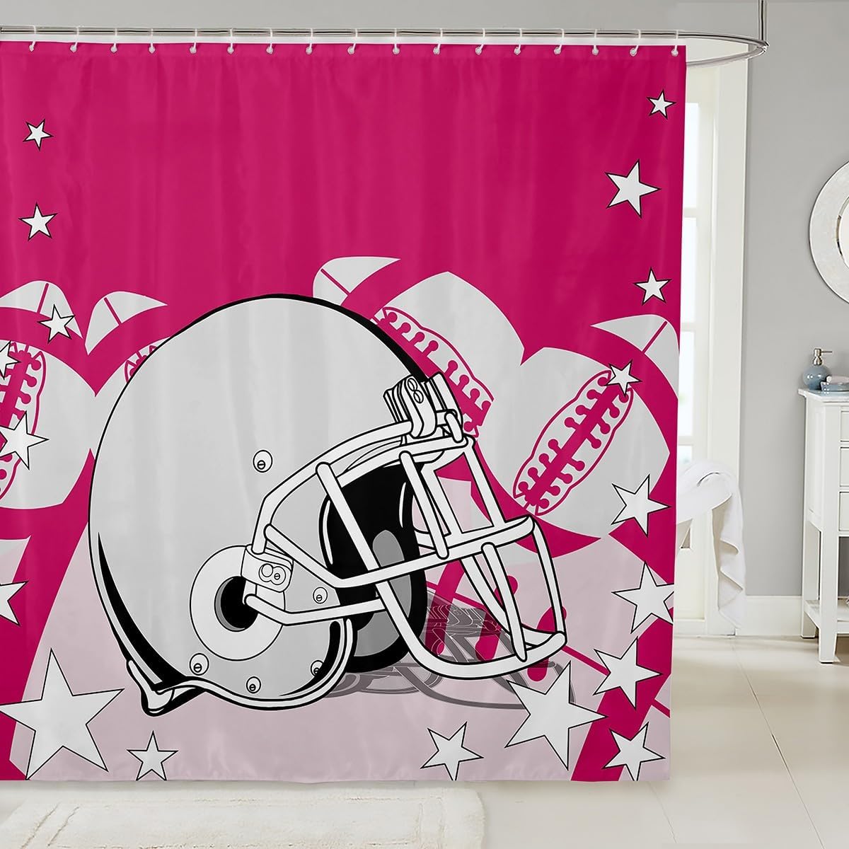 Erosebridal Sports Shower Curtain Set for Kids Boys Girls American Football