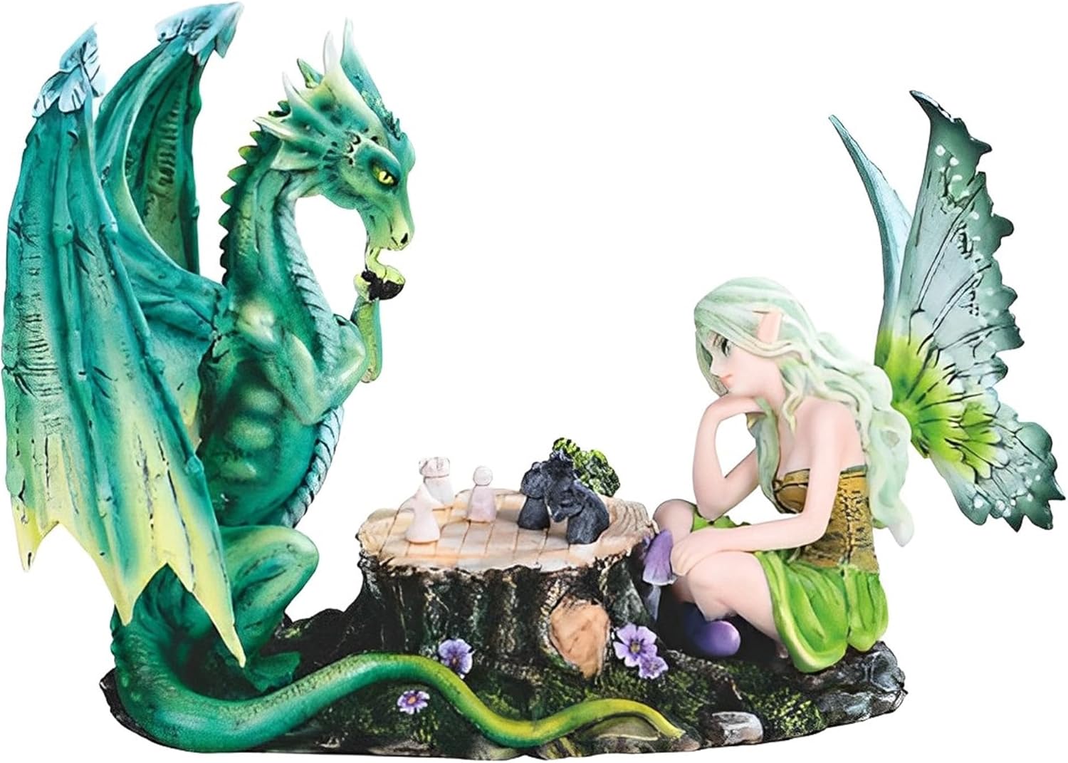 ICE ARMOR 10 W Green Fairy Chess Dragon Statue Figurine