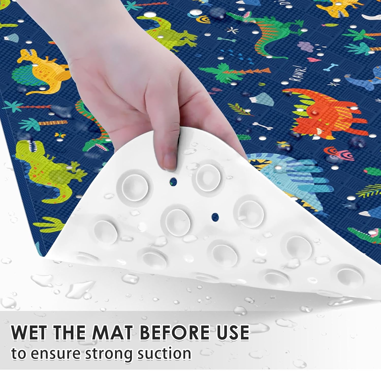 Britown Baby Bath Mat with Dino Design 40x16 Inch