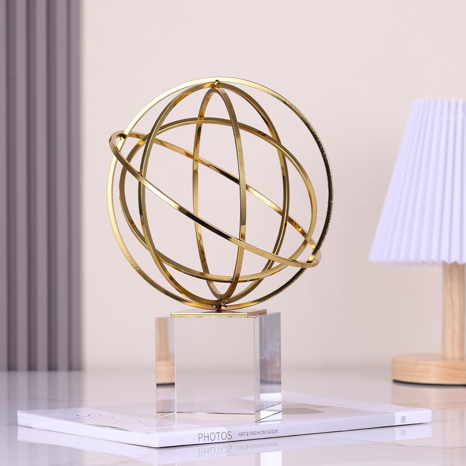DOVDOV Gold Geometric Metal Knot Statue Crystal Base Decor