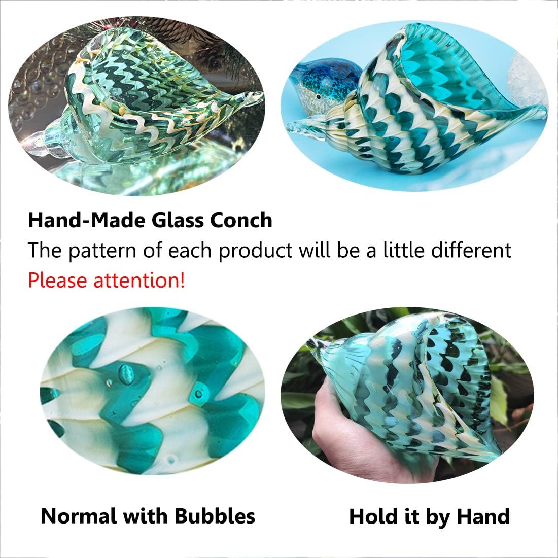 QF Handmade Glass Seashell Decor Art