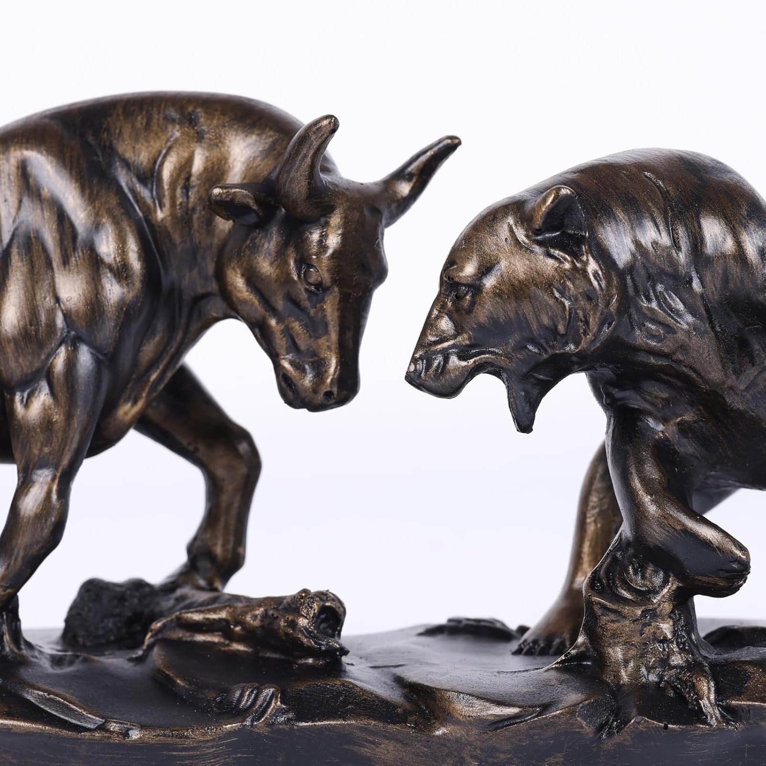 Wall Street Bull and Bear Statue in Brown