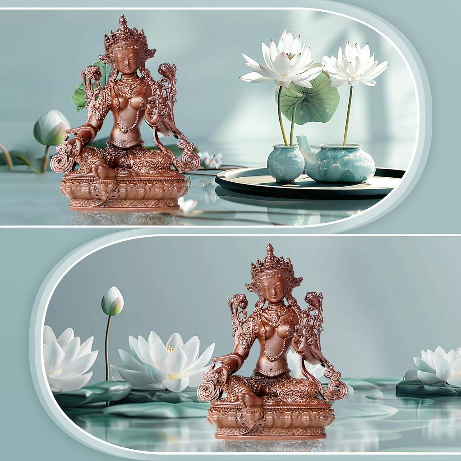 Small Buddha Statue Indoor Green Tara Decor