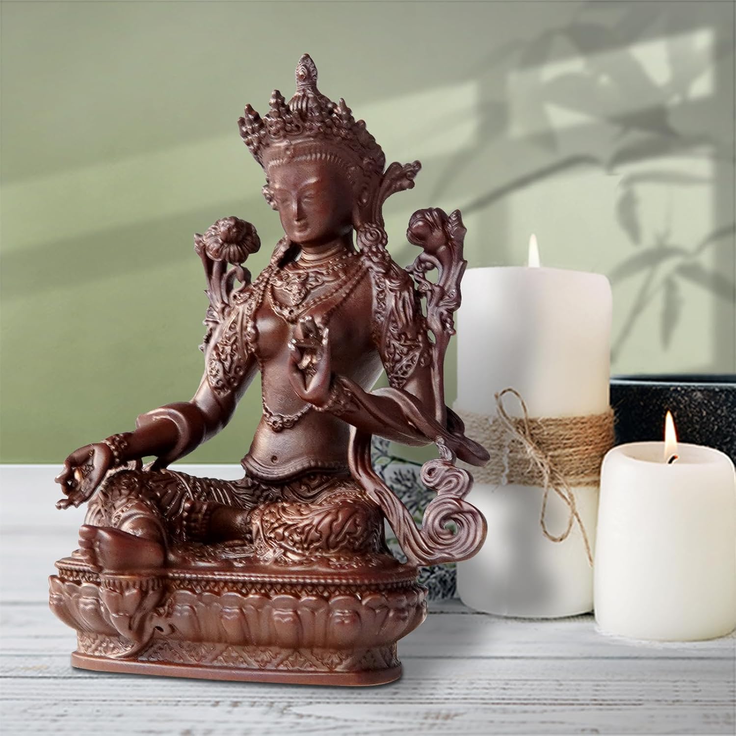 Small Buddha Statue Indoor Green Tara Decor