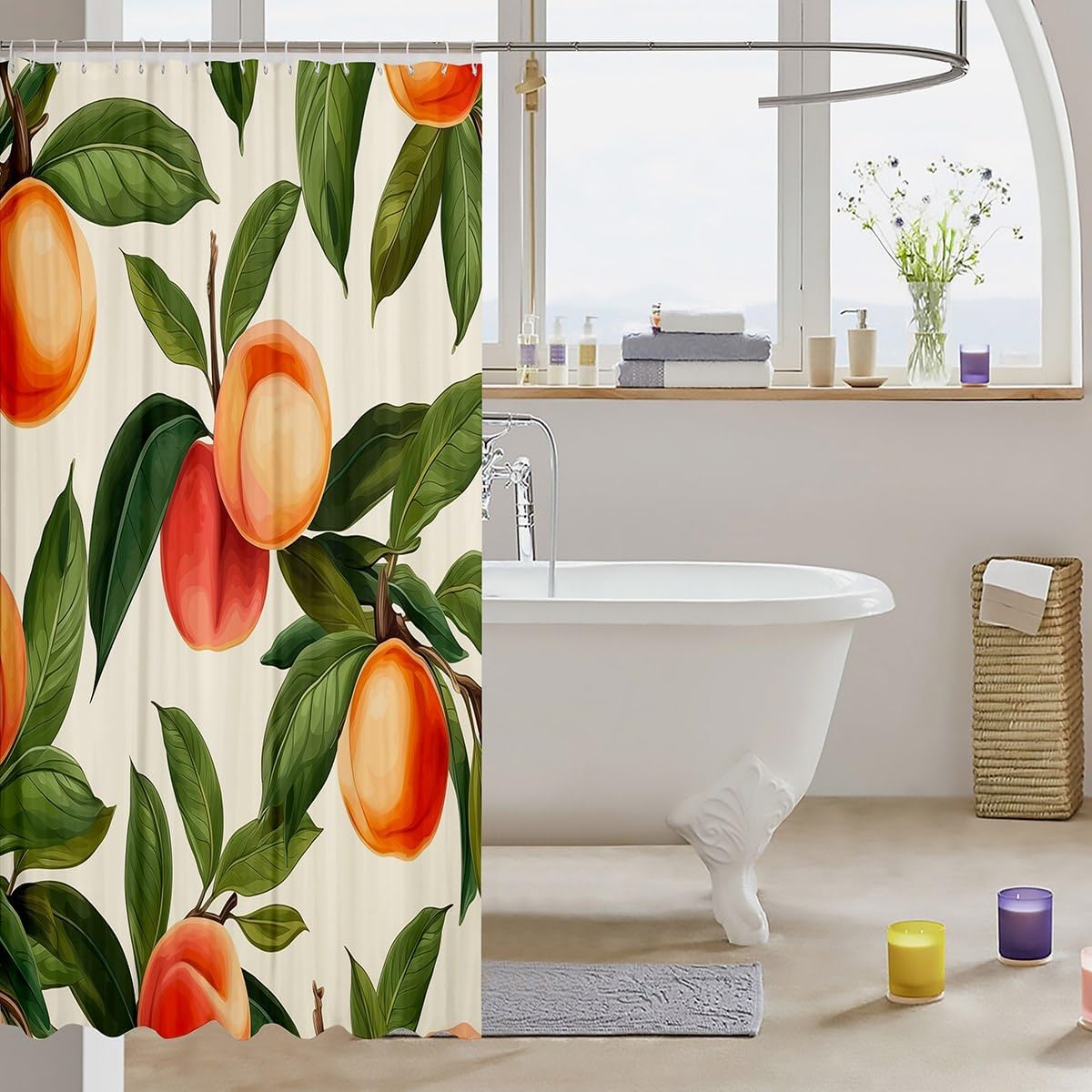 Erosebridal Cartoon Peach Style Shower Curtain Set