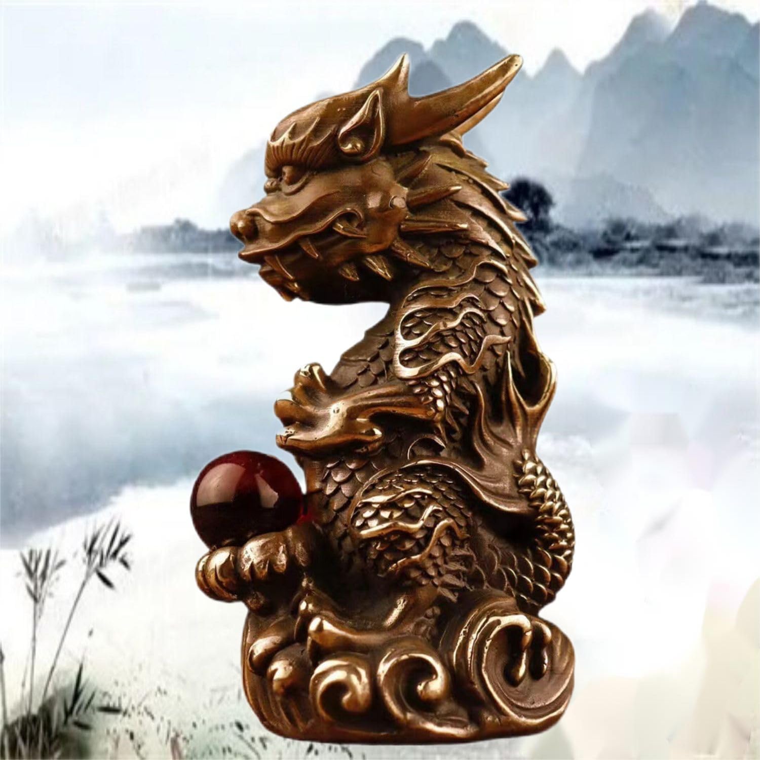 Ecqizer Wealth Figurine Feng Shui Decor for Home Office