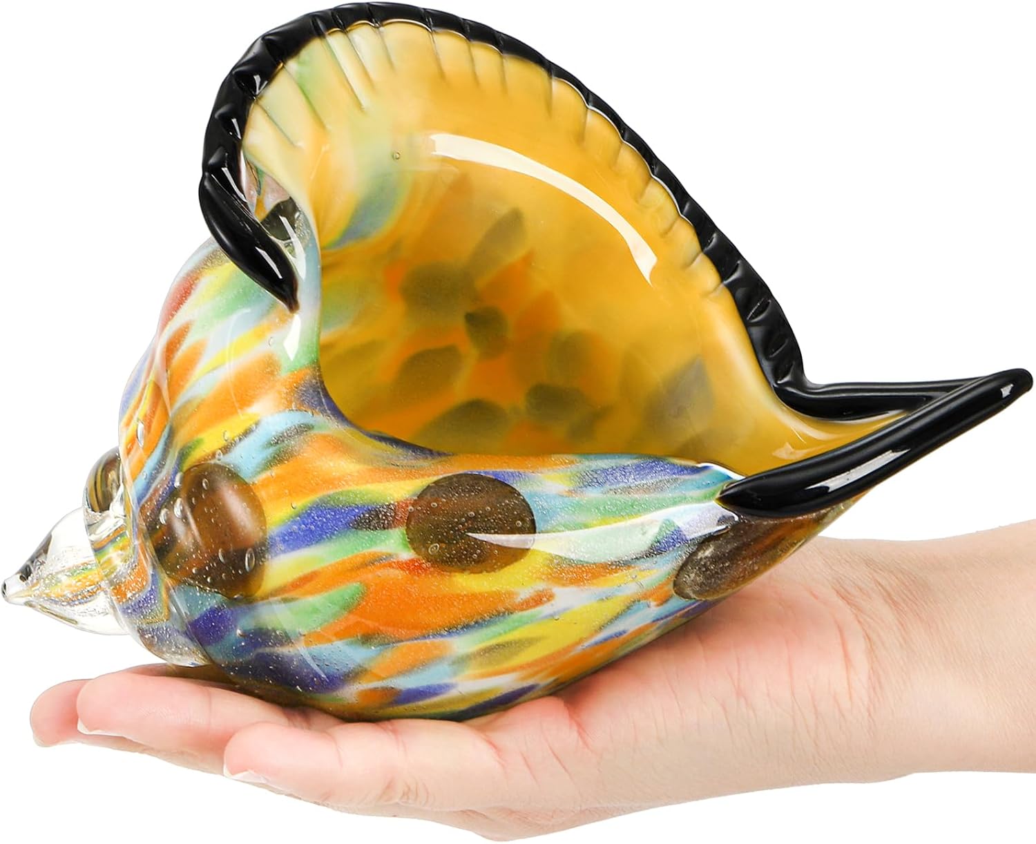 TOPZEA Handmade Glass Conch Statue Crystal Sea Shell Decor