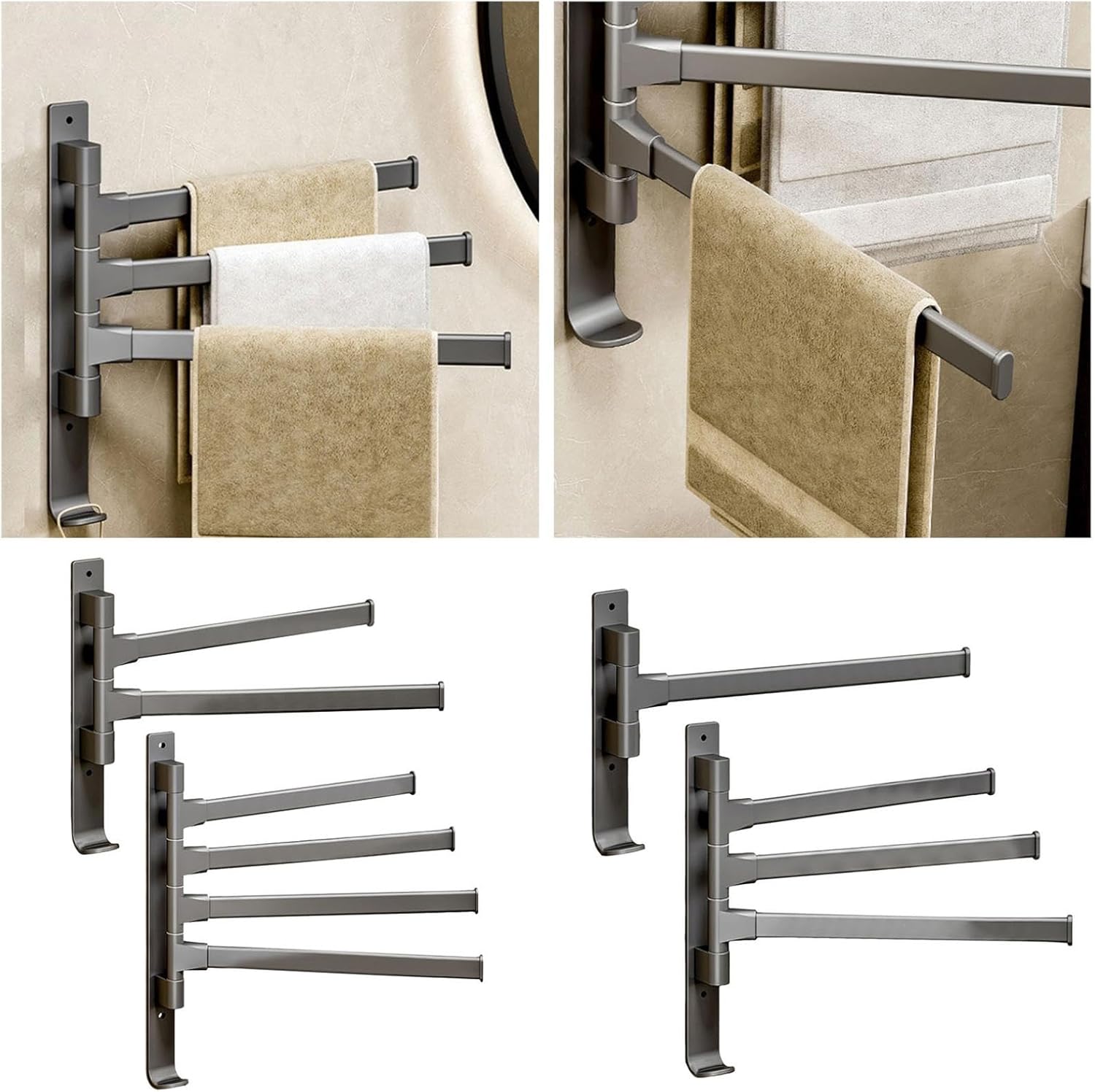Lavilody Swivel Towel Rack 1-4 Arm Adjustable