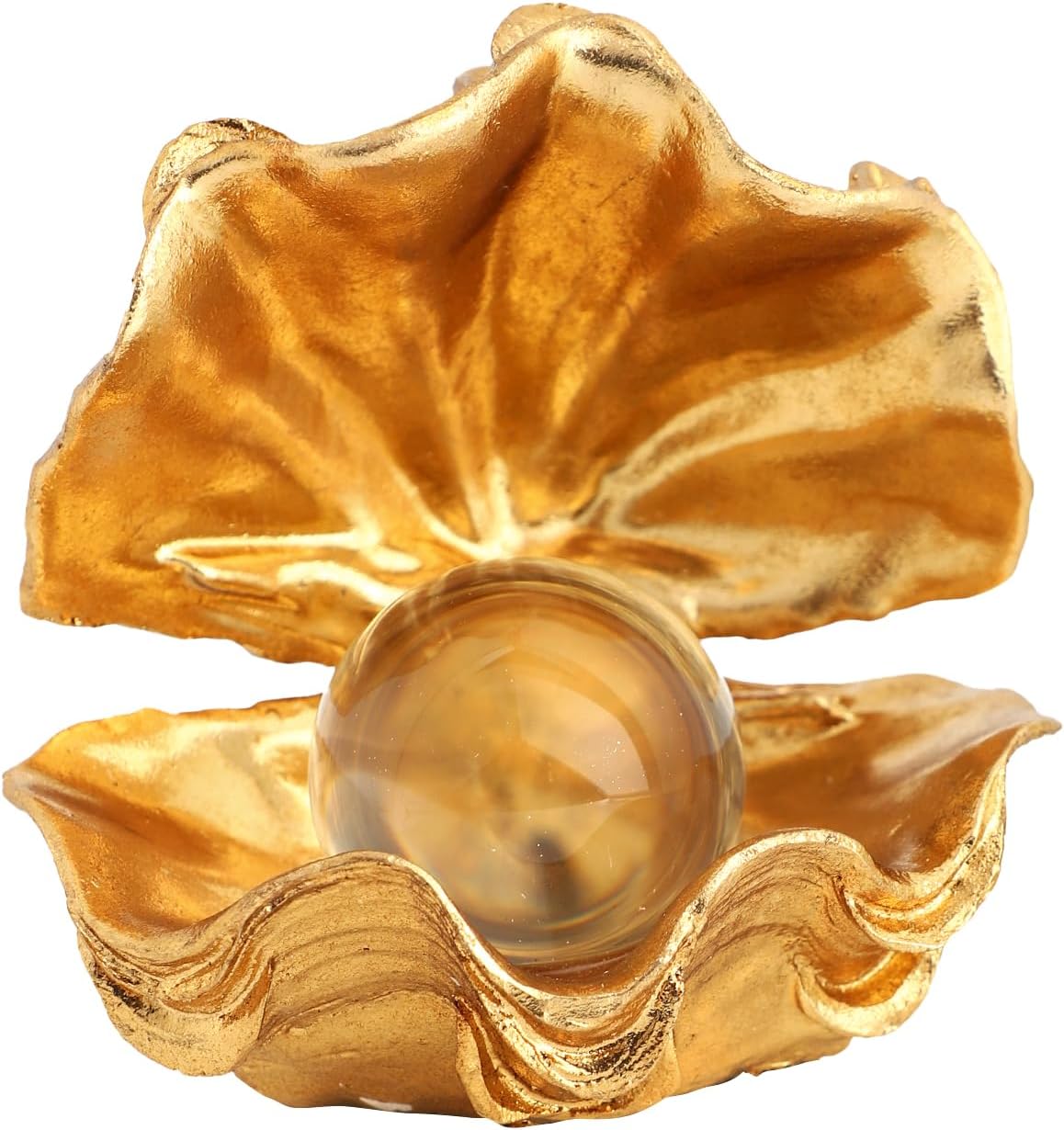 Zonsuli Gold Pearl Oyster Sculpture Handmade Shell Statue
