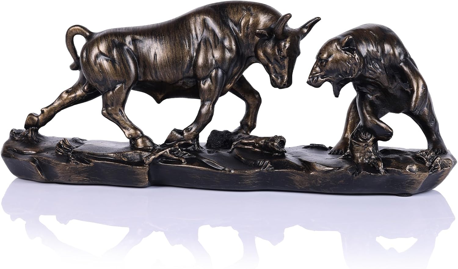Wall Street Bull and Bear Statue in Brown