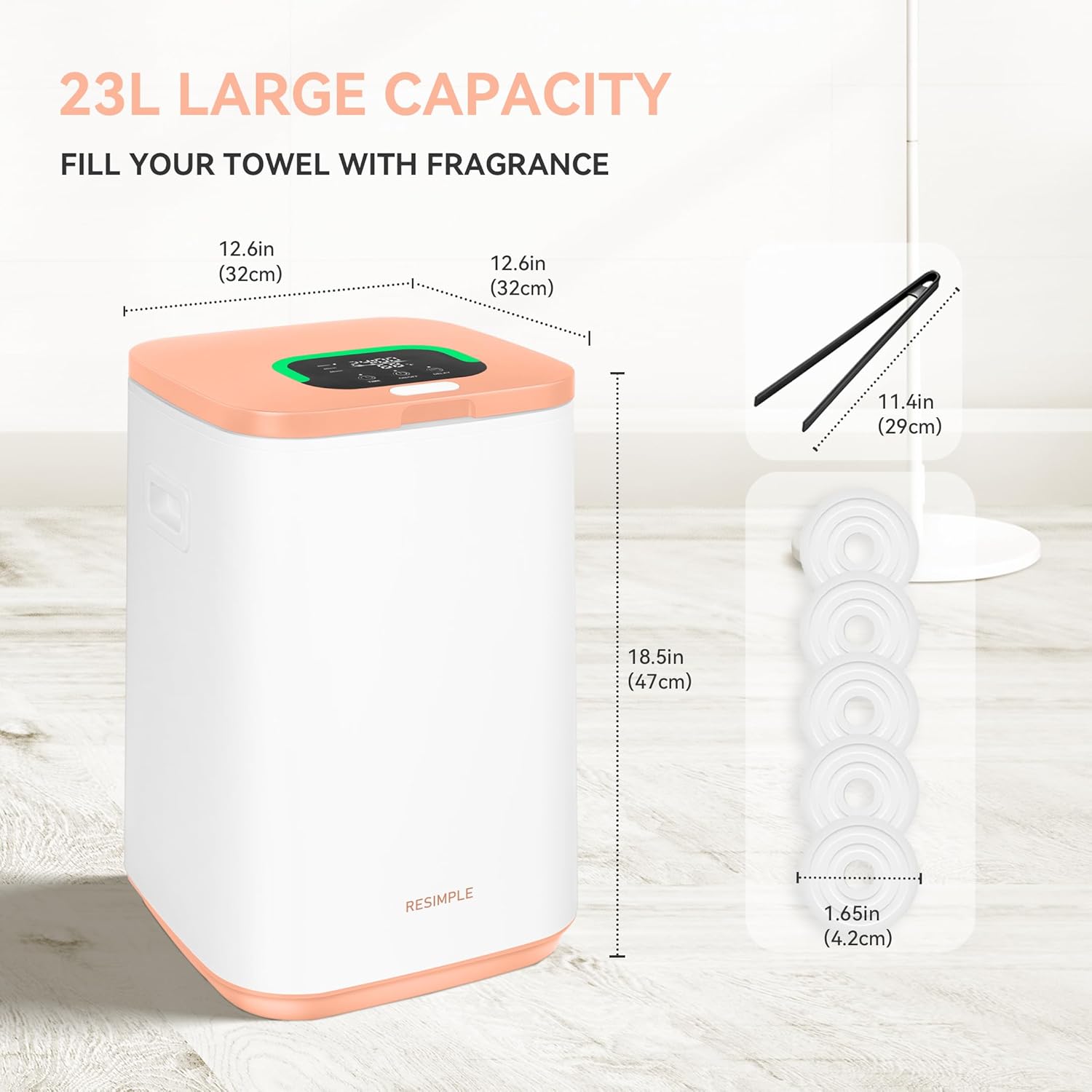 RESIMPLE Towel Warmer with LED Display and 3 Heating Modes