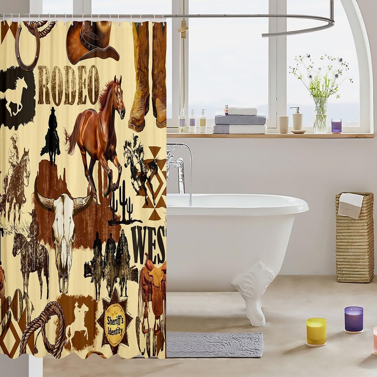 Feelyou Western Horse Bath Curtain Set for Kids 1