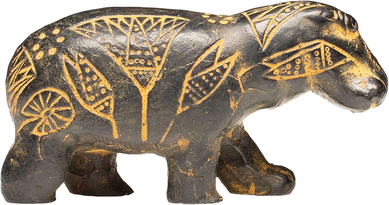 Discoveries Egyptian Imports Black Hippo Statue 2 Made in Egypt 1