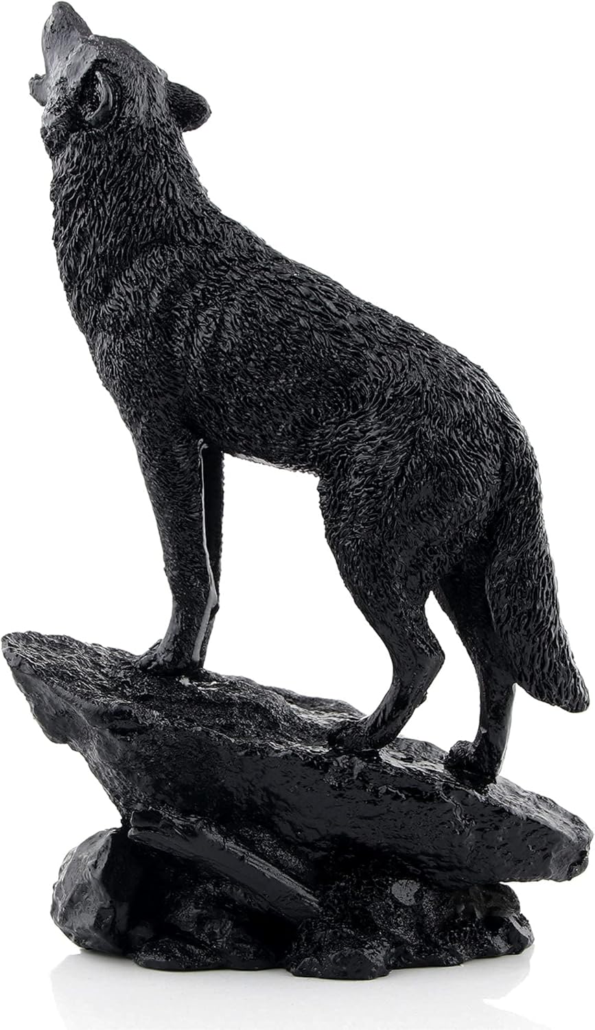 Wisifayardin Black Wolf Wildlife Howling Wolf Statue