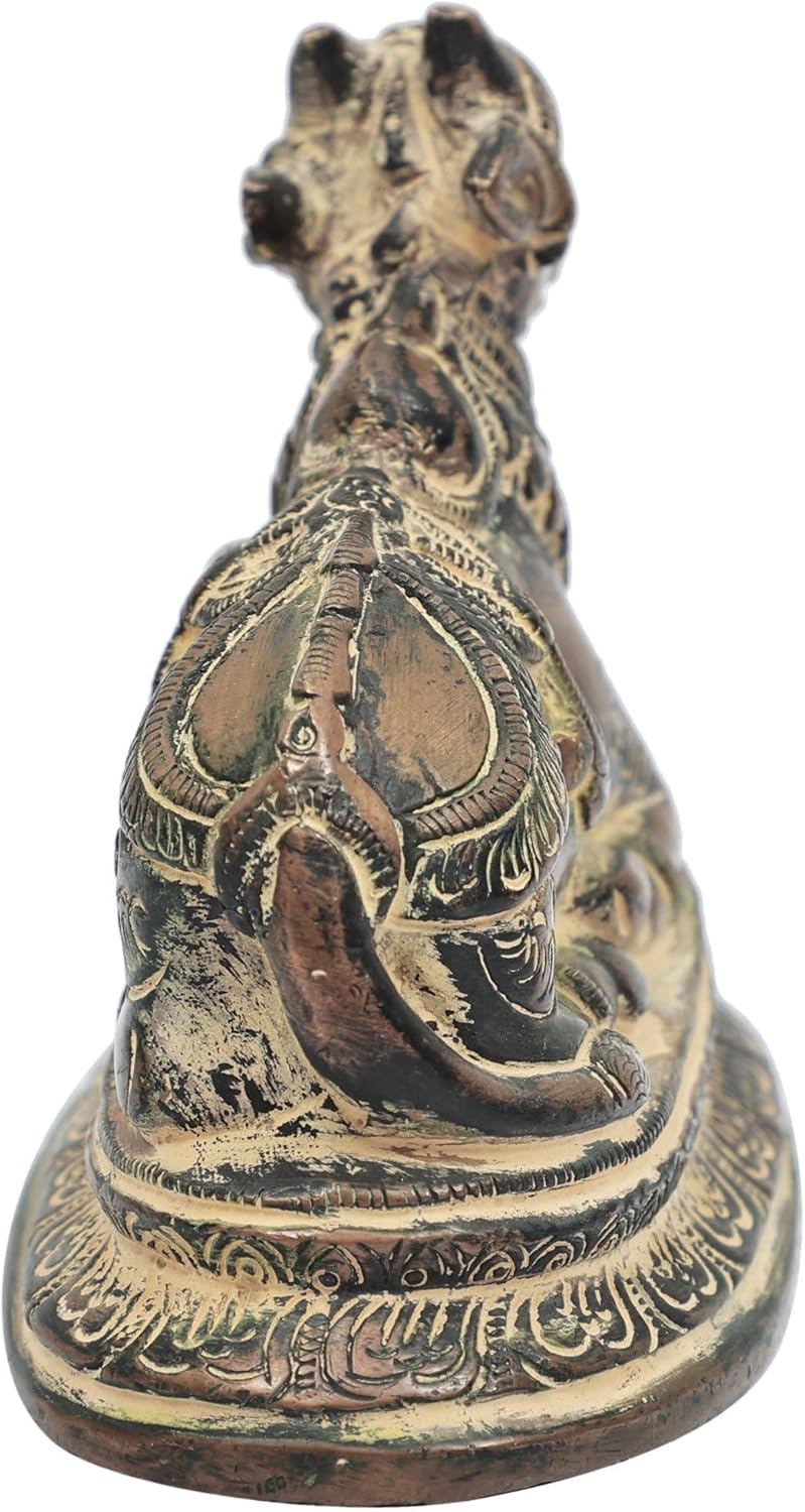 Sitting Nandi Brass Statue Religious Vahana of Lord Shiva